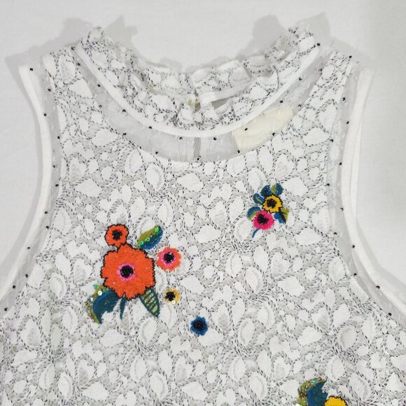 White Lace Floral Sleeveless Top Embroidered Maeve Macie Anthropologie Size 2 - Picture 2 of 12